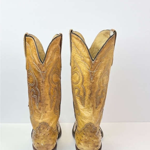 Crown Boot Company Mens Size 8 Tan Ostrich Western Boots - Picture 4 of 10